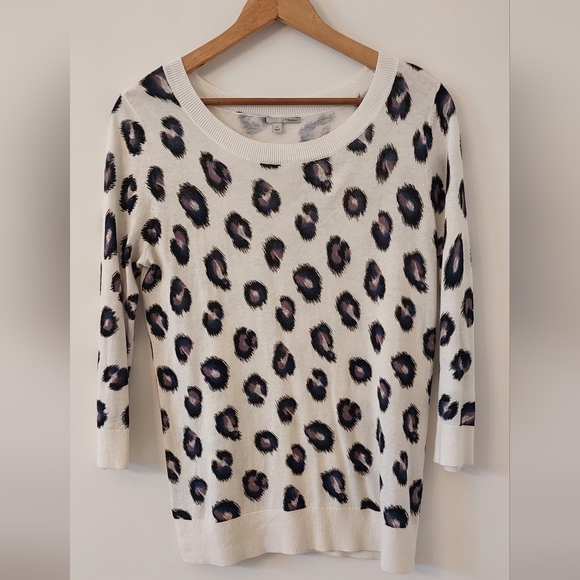 Medium Halogen Animal Print Long Sleeve Lightweight Sweater Blouse - Picture 1 of 8